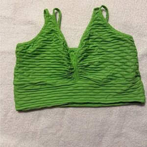 Green Textured Crop Top